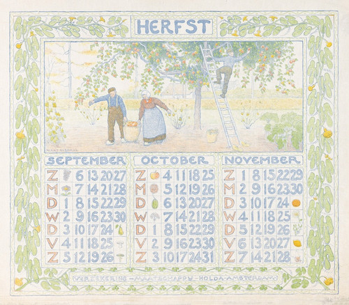Digital Print - Kalenderblad voor herfst 1904 van de Verzekering-Maatschappij Holda in Amsterdam by Ferdinand Hart Nibbrig