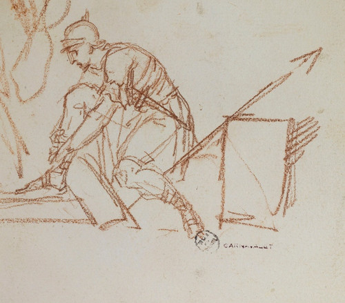 Digital Print - Guerrier rajustant sa sandale by Guillaume Boichot
