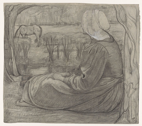 Digital Print - Huizer vrouw, zittend aan de waterkant by Richard Nicolas Roland Holst