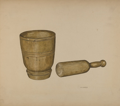 Digital Print - Mortar and Pestle by Clarence W. Dawson