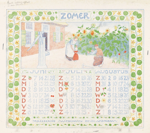 Digital Print - Kalenderblad voor zomer 1904 van de Verzekering-Maatschappij Holda in Amsterdam by Ferdinand Hart Nibbrig