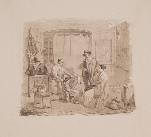 Digital Print - Scene foran en romersk hattemagerbutik by Sophus Schack