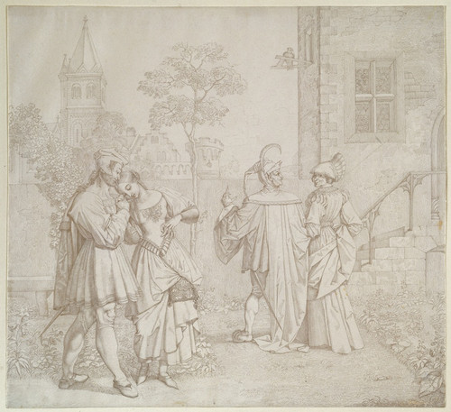 Digital Print - Drawing for Goethes Faust; The Stroll in the Garden by Peter von Cornelius