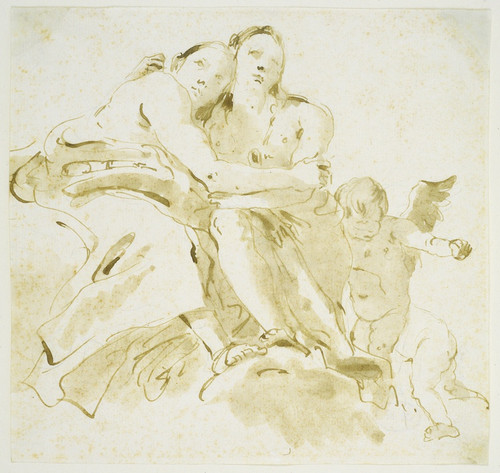 Digital Print - Two Female Figures and Two Putti on Clouds by Giovanni Battista Tiepolo