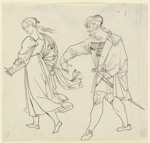 Digital Print - Szene am Ausgang der Kirche; Faust und Gretchen by Peter von Cornelius