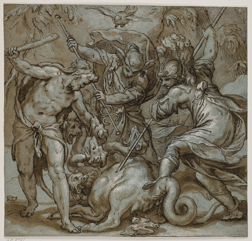 Digital Print - Herkules, Merkur og Minerva besejrer Hydraen by Paolo Farinati