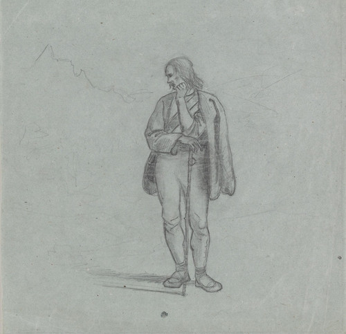 Digital Print - Vandringsmann med stav by Adolph Tidemand
