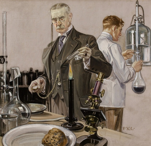 Digital Print - Timing an Experiment, Howard Watch ad illustration by Frank Xavier Leyendecker