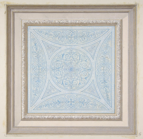Digital Print - Design for a ceiling paianted in filagree patterns by Jules-Edmond-Charles Lachaise