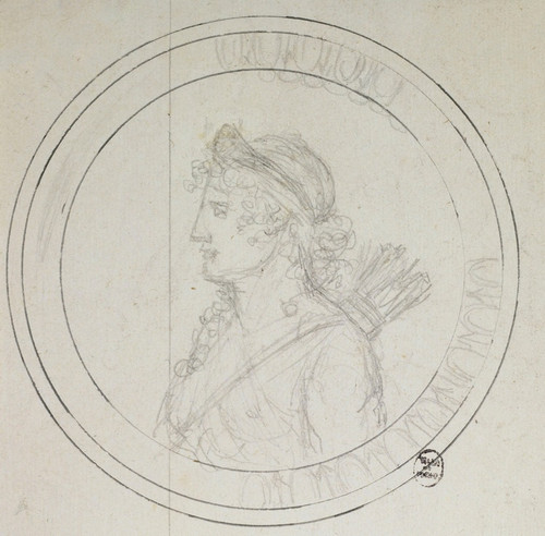 Digital Print - Femme portant diadme, profil  gauche en mdaillon by Guillaume Boichot