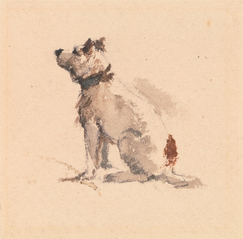 Digital Print - A Terrier, Sitting, Facing Left by Peter DeWint