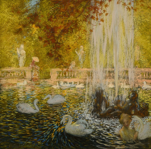 Digital Print - Jet d'eau dans l'ombre by Gaston La Touche