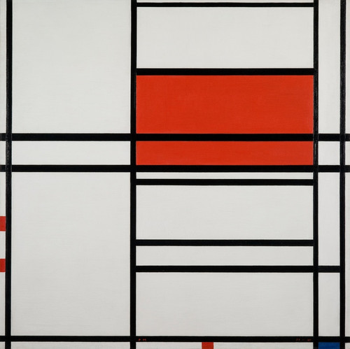 Digital Print - Composition of Red and White; Nom 1,Composition No. 4 with red and blue by Piet Mondrian