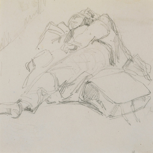 Digital Print - A man asleep on a pile of luggage by James Abbott McNeill Whistler