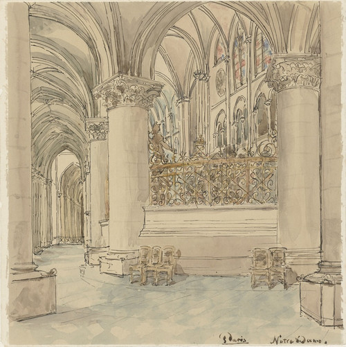 Digital Print - Interieur van de Notre-Dame te Parijs by Wilhelm Cornelis Bauer