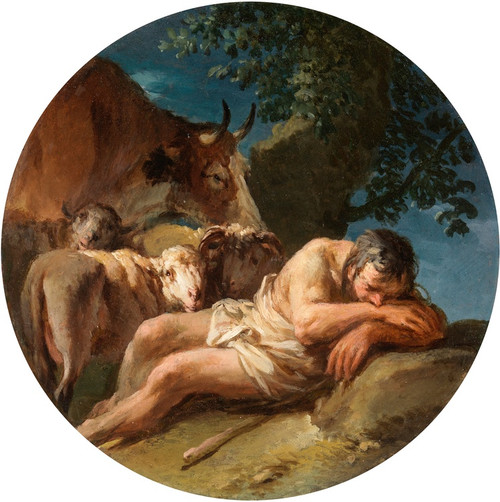 Digital Print - The Sleeping Shepherd by Christian Wilhelm Ernst Dietrich