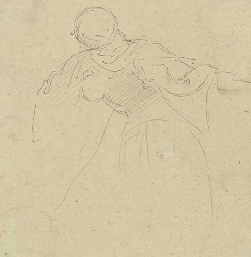 Digital Print - Flchtige Studie zu einem Ritter, der nach hinten fllt by Moritz von Schwind