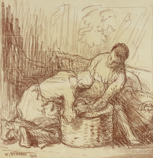 Digital Print - Zwei Arbeitsfrauen an einem Korb by William Strang