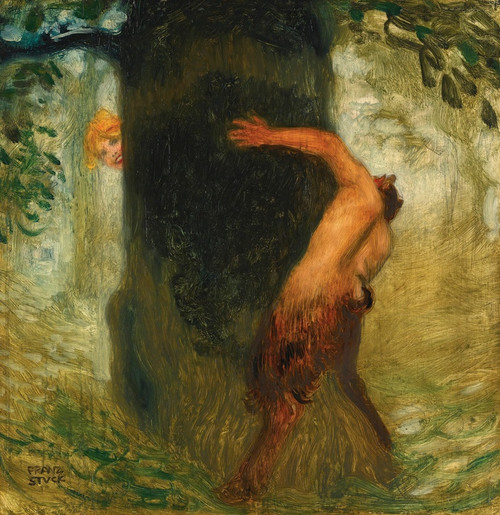 Digital Print - Neckerei (The Tease) by Franz von Stuck