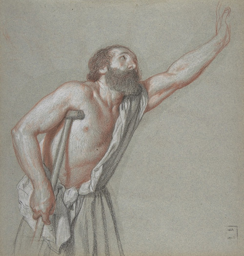 Digital Print - Man Leaning on a Crutch with Left Arm Raised by Alexandre Hesse