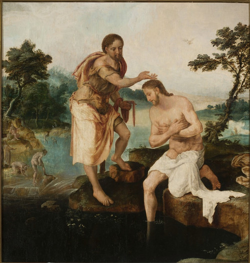 Digital Print - Baptism of Christ (Matthew 3-13-17, Mark 1-9-11, Luke 3-21-22) by Maarten Van Heemskerck