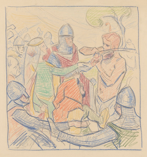 Digital Print - Ontwerp voor schilderij De St. Vitus-dans by Ferdinand Hart Nibbrig