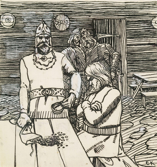 Digital Print - Knuts sendemann hos Bjrn stallare by Christian Krohg