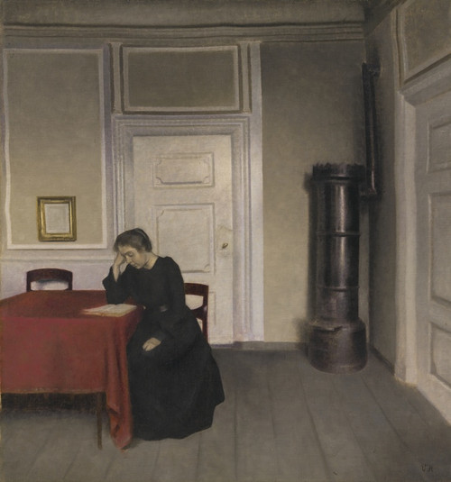Digital Print - A Room in the Artist's Home in Strandgade, Copenhagen, with the Artist's Wife by Vilhelm Hammershi