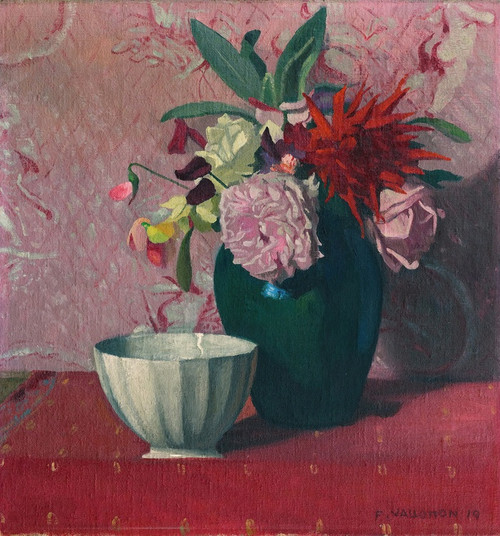 Digital Print - Green Vase And White Bowl by Flix Vallotton