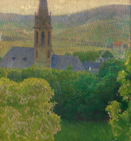 Digital Print - Blick auf die Heiligenstdter Pfarrkirche (St. Michael) by Carl Moll