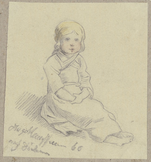 Digital Print - Kleines Mdchen auf der Erde sitzend by Hugo Kauffmann