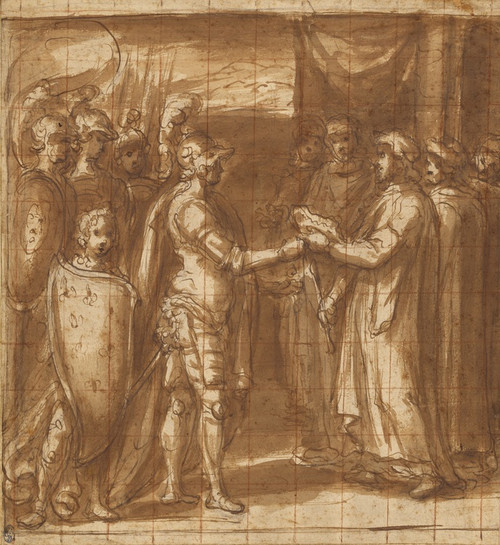 Digital Print - Cardinal Albornoz Gives the Farnese the Keys to Valentino by Taddeo Zuccaro
