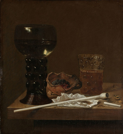 Digital Print - Still Life with Roemer, Beer Glass and a Pipe by Jan Jansz. van De Velde III
