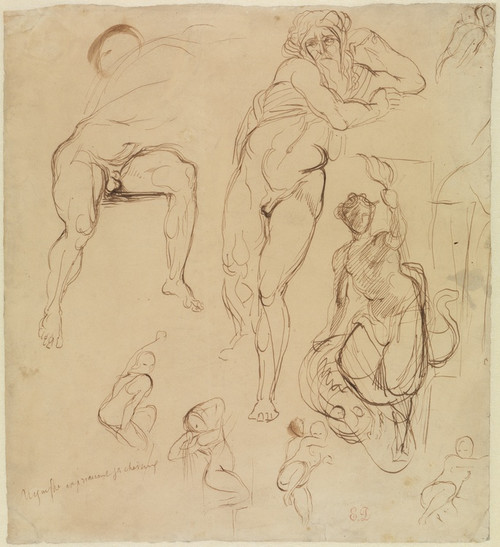 Digital Print - Zwei mnnliche und sechs weibliche Figuren by Eugne Delacroix