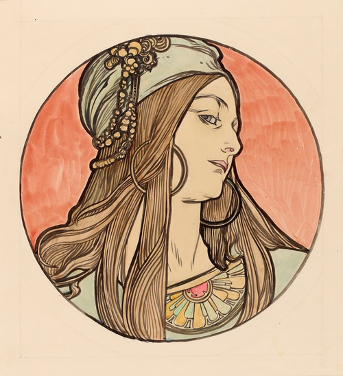 Digital Print - Vitrail pour la faade de la boutique Fouquet by Alphonse Mucha