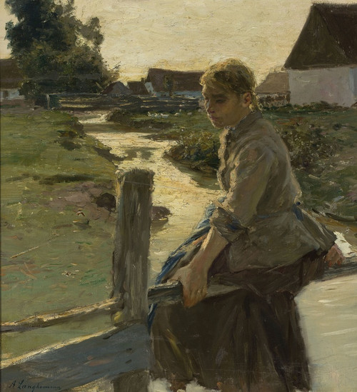 Digital Print - Girl at a creek by Arthur Langhammer