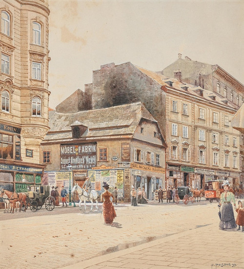 Digital Print - Ecke Ecke Mariahilferstrae und Knigsklostergasse by Franz Poledne