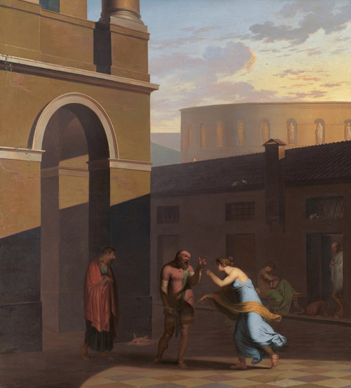 Digital Print - The Slave Davus and the Maid Mysis. From Terences Andria. by Nicolai Abildgaard