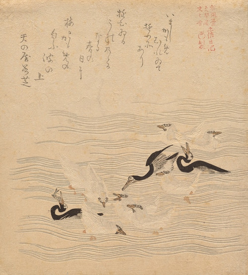 Digital Print - Where the Cormorants and Sea Gulls Gathered and Played, from the series TosaNikki by Kubo Shunman