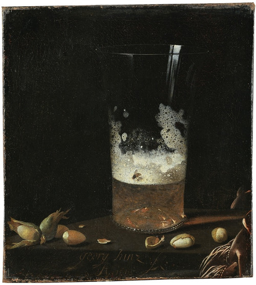 Digital Print - Still Life with a Glass of Beer and Nuts by Georg Hainz