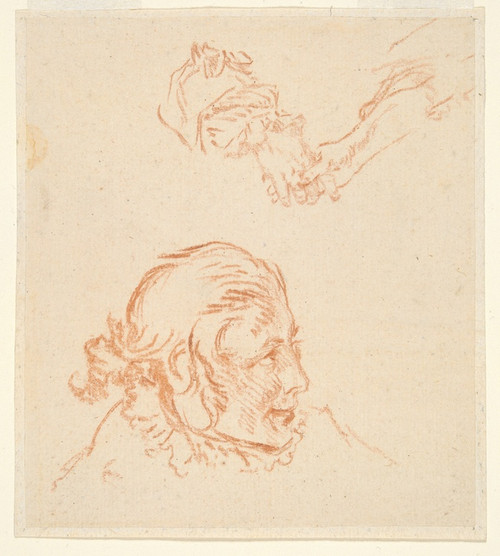 Digital Print - Portrait of an Actor and Study ofHands by Nicolas Lancret