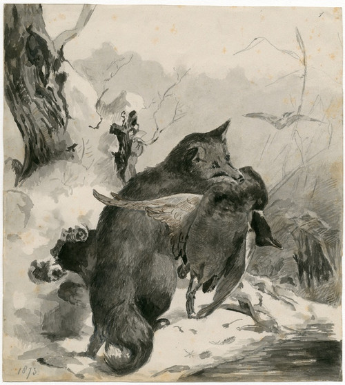 Digital Print - A fox with a duck in his snout by Floris Verster