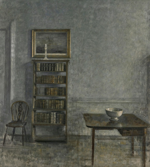Digital Print - Interior with a table, bookcase and Windsor Chair, 25 Strandgade by Vilhelm Hammershi
