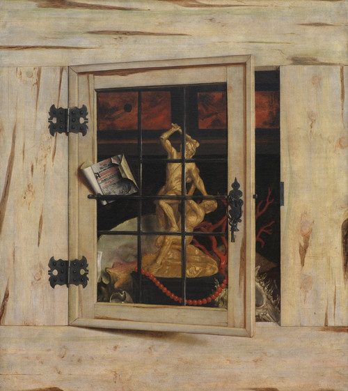 Digital Print - Trompe L'oeil. An Open Cabinet Of Curiosities With A Hercules Group by Cornelius Norbertus Gijsbrechts