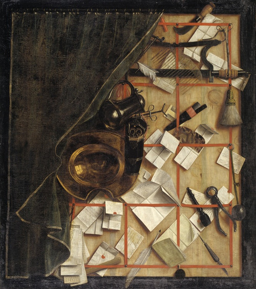 Digital Print - Trompe L'oeil. Letter Rack With A Barber-Surgeon's Instruments by Cornelius Norbertus Gijsbrechts