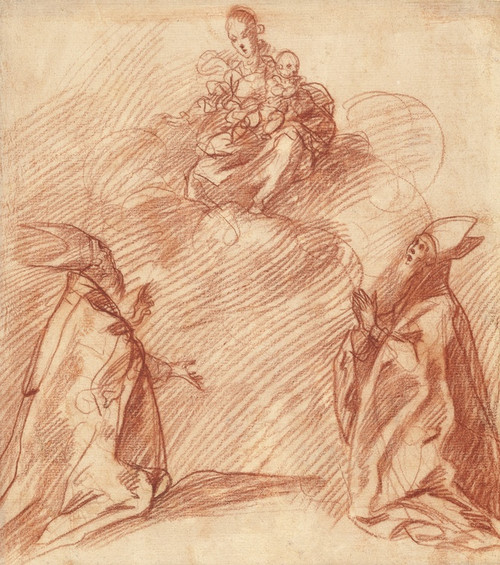 Digital Print - The Virgin and Child Appearing to Two Bishops by Spanish School