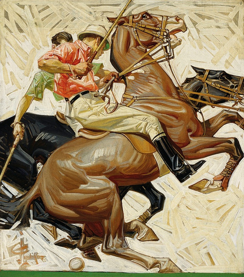 Digital Print - Polo Players on Horseback by J.C. Leyendecker