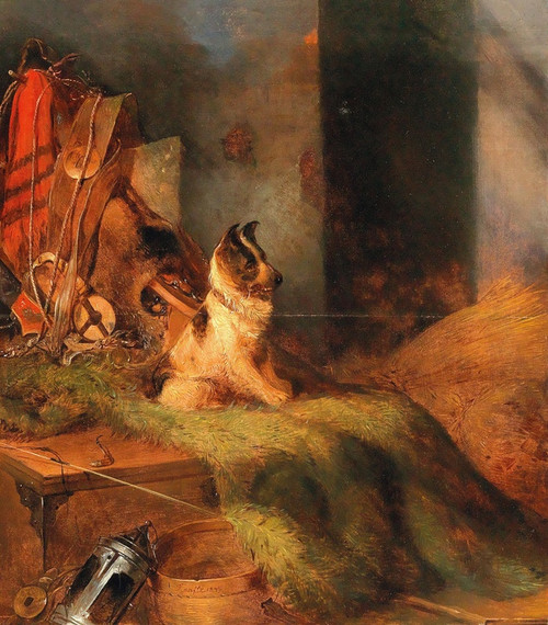 Digital Print - Dog in the Tack Room by Johann Matthias Ranftl