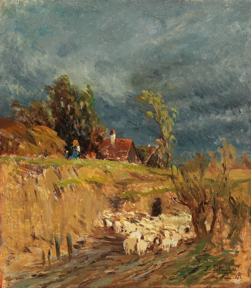 Digital Print - A brewing storm over Haslau by Tina Blau