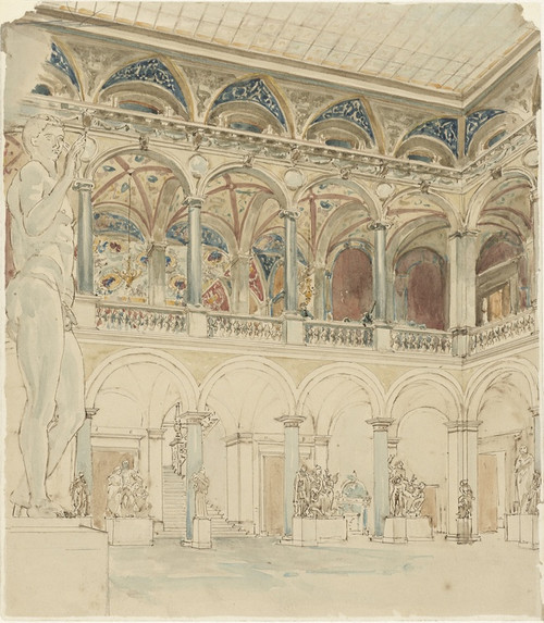 Digital Print - Binnenplaats van de Ecole des Beaux-Arts te Parijs by Wilhelm Cornelis Bauer